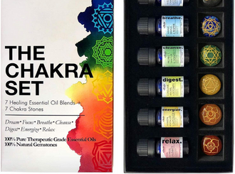 Elixir By Bita 7 Chakras Essential Oils Set of 7 Essential Oil Blends and 7 Gemstone Crystals and Healing Stones. for Sleep, Meditation, Relaxation & Diffusers. Aromatherapy Oils Lavender Rosemary 1